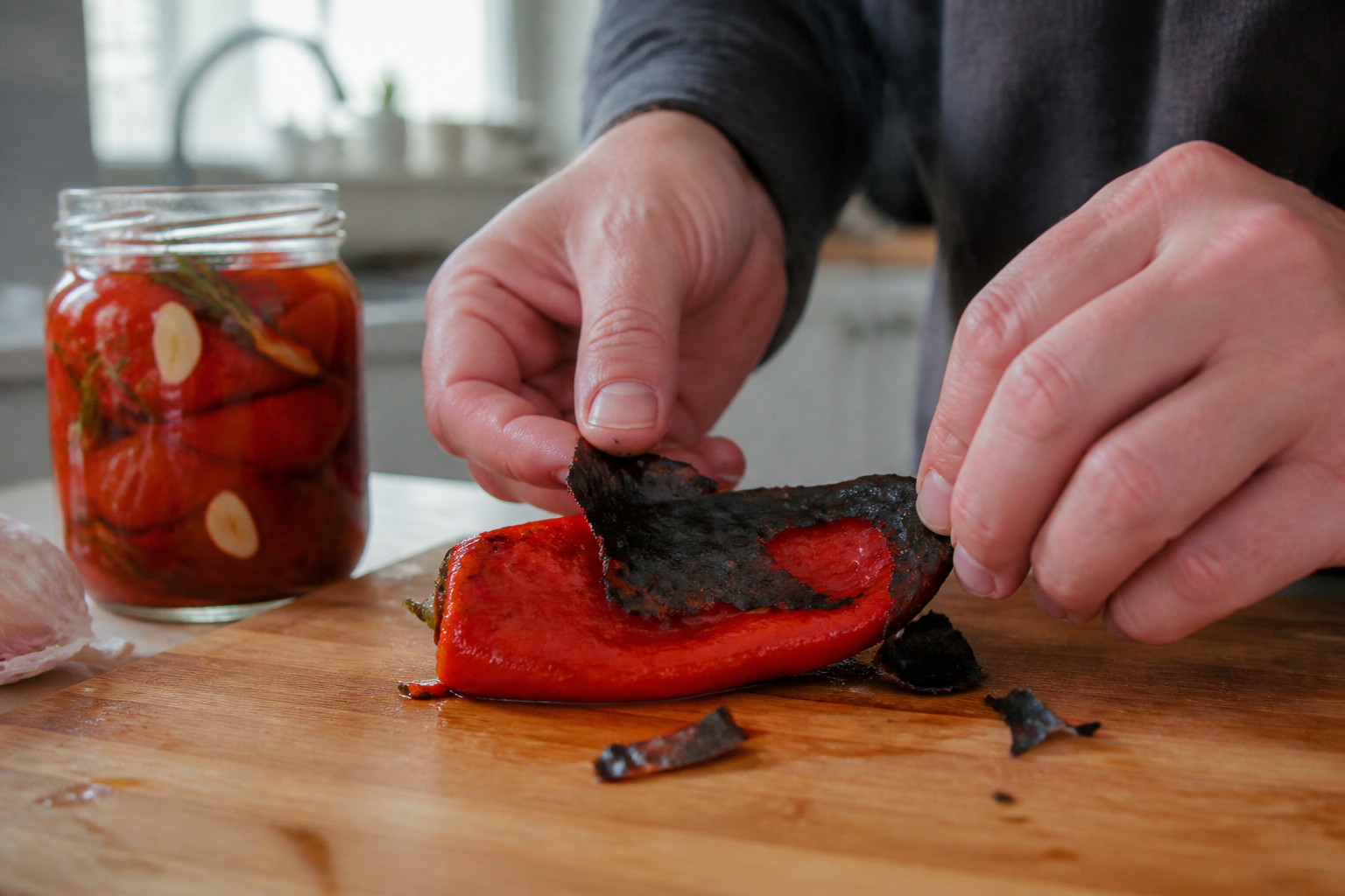 Poivrons marinés maison : les peler facilement après cuisson