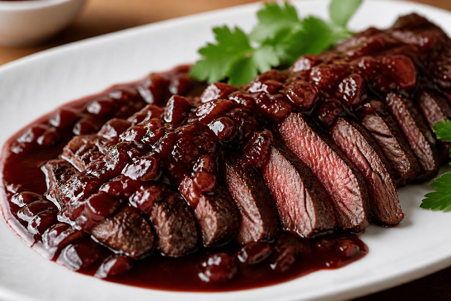 découvrez notre recette savoureuse de bavette sauce bordelaise, un plat classique alliant tendreté de la viande et richesse d'une sauce au vin rouge.