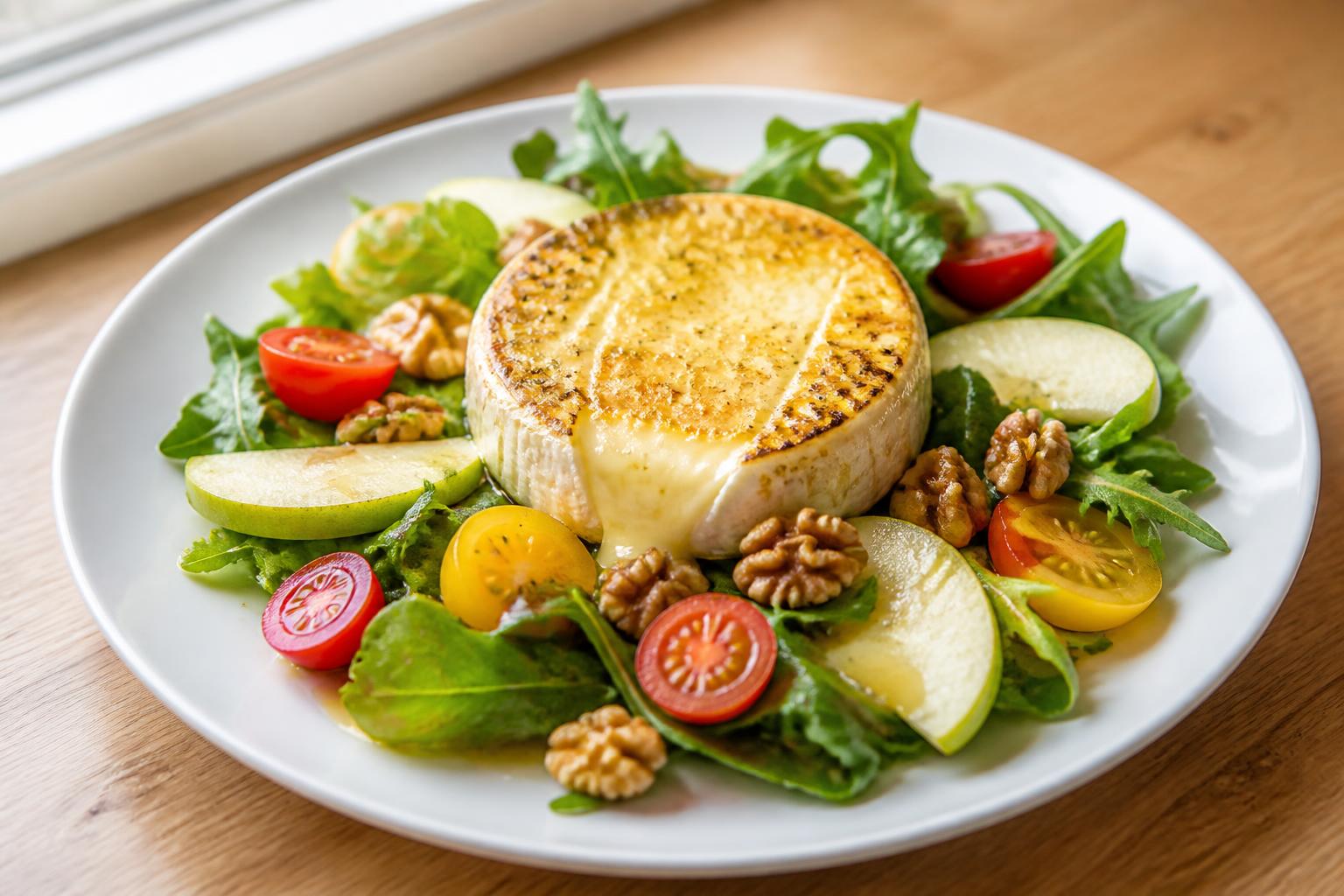 découvrez une recette savoureuse de camembert rôti en salade, alliant fondant et fraîcheur pour un repas léger et gourmand.