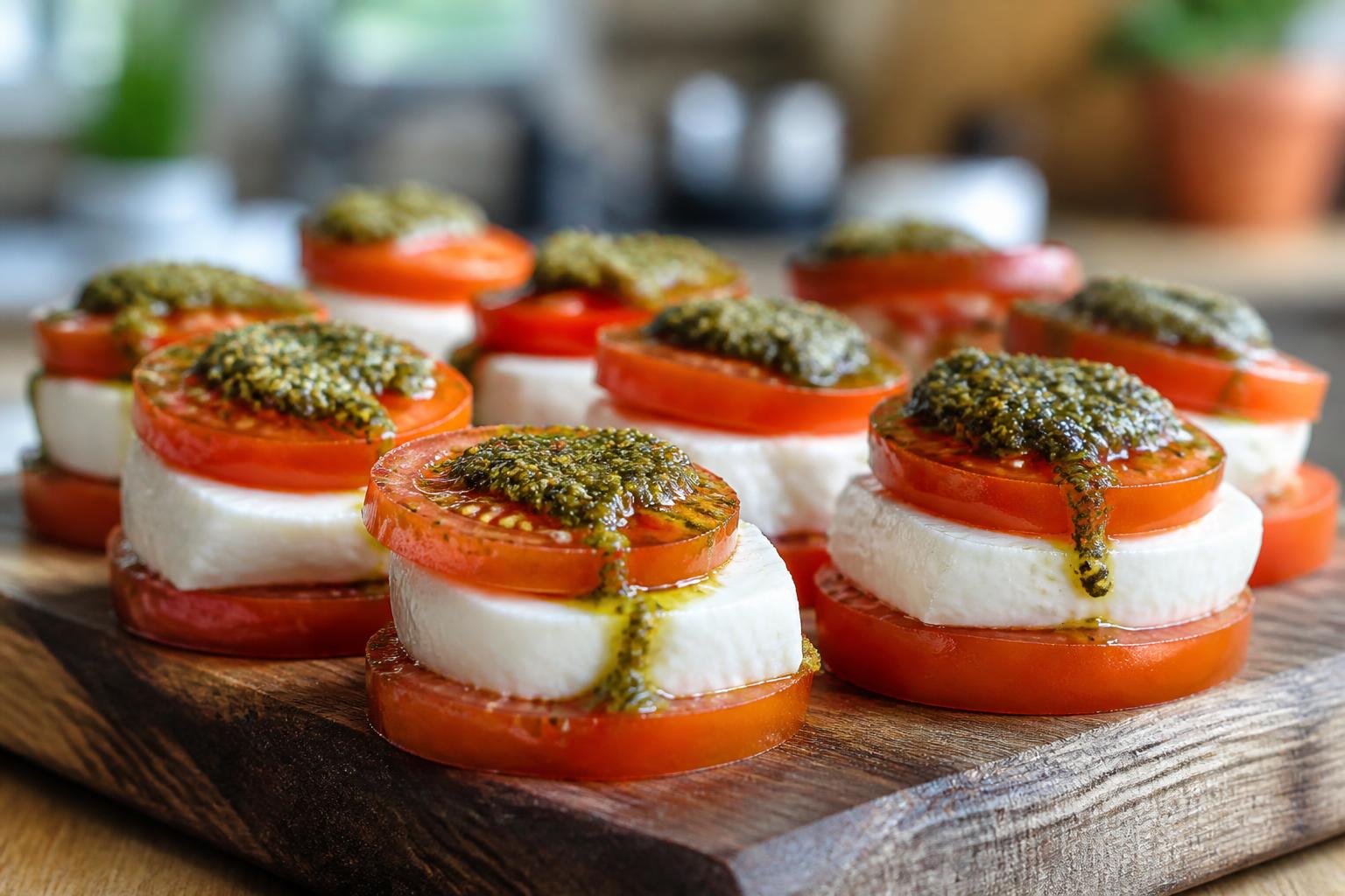découvrez notre recette savoureuse de canapés tomate-mozzarella au pistou, une entrée fraîche et gourmande parfaite pour vos apéritifs.