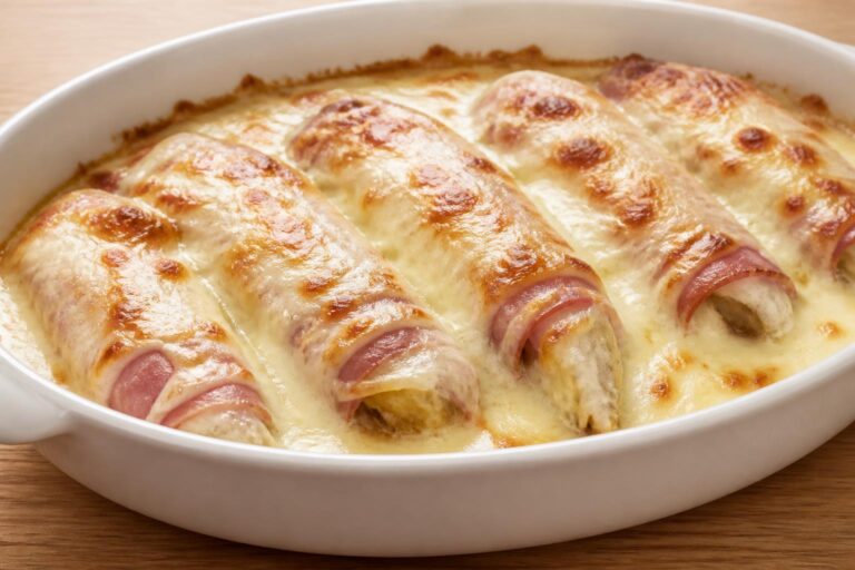 découvrez la recette savoureuse des endives au jambon gratinées, un plat réconfortant alliant douceur des endives et gourmandise du fromage fondu.