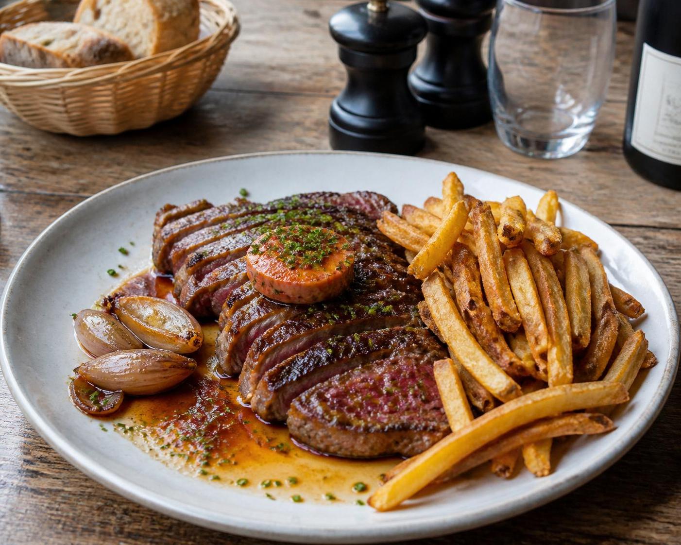 découvrez une recette savoureuse d'entrecôte poêlée accompagnée de son beurre rouge aromatique, pour un plat gourmand et raffiné à partager.