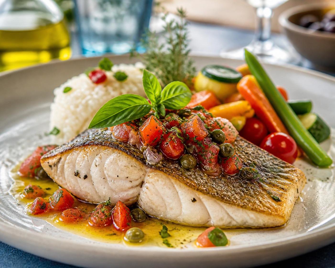 découvrez notre recette délicieuse de filet de bar rôti accompagné d'une sauce vierge fraîche et savoureuse, parfaite pour un repas raffiné et léger.