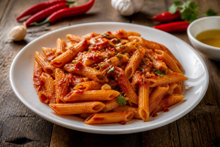 découvrez notre recette de penne all'arrabbiata épicées, un plat italien savoureux et relevé qui associe pâtes al dente et sauce tomate pimentée pour un repas plein de caractère.