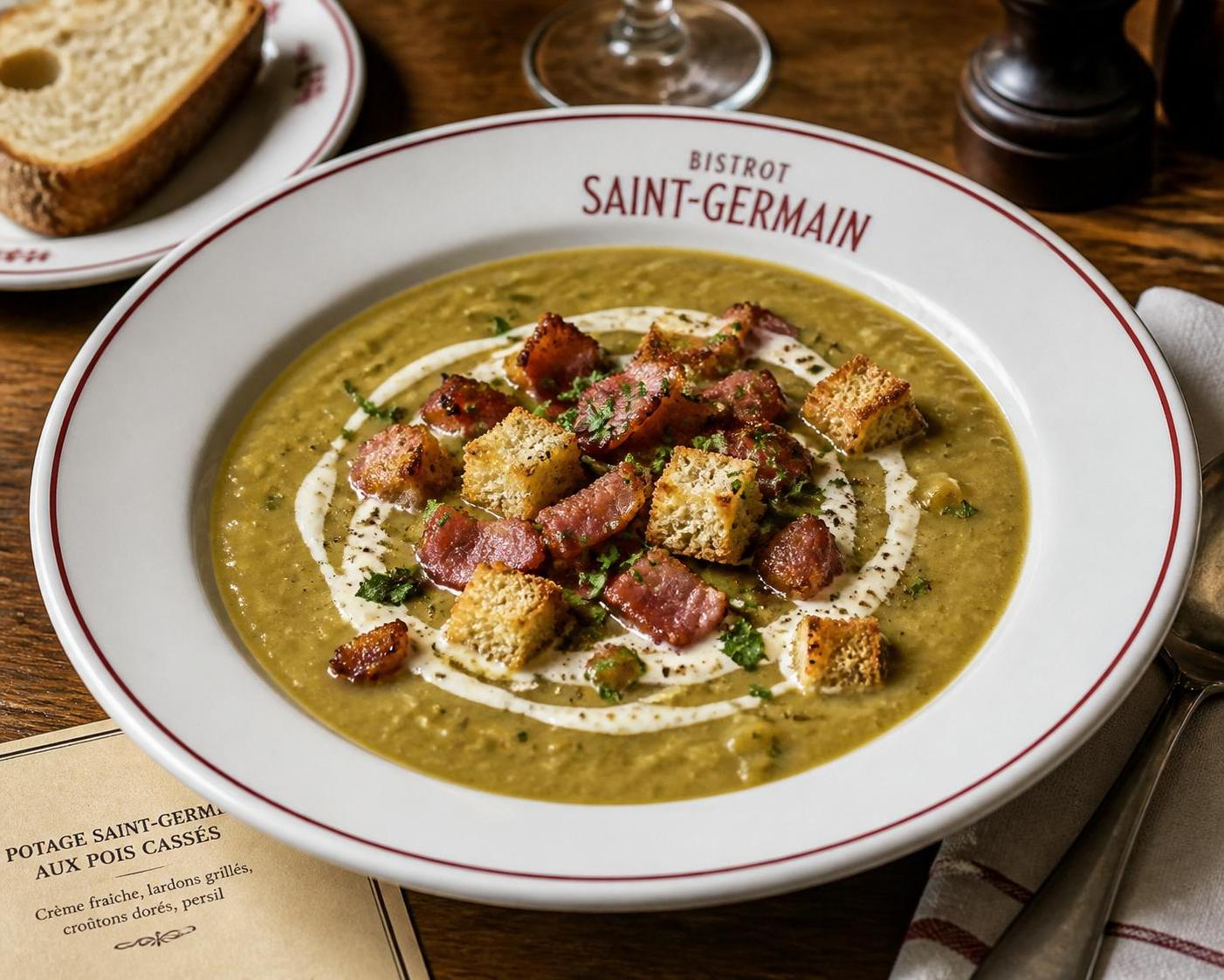 découvrez la recette traditionnelle du potage saint-germain aux pois cassés, une soupe onctueuse et réconfortante parfaite pour les journées fraîches.