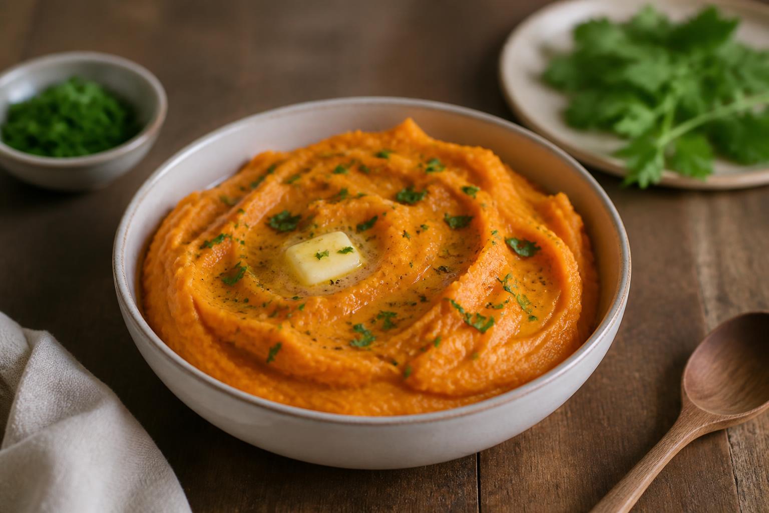 découvrez notre recette facile et rapide de purée de patate douce onctueuse, parfaite pour un accompagnement savoureux et réconfortant.