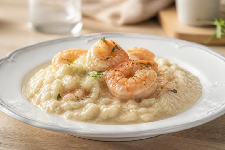 découvrez notre recette facile et rapide de risotto aux gambas crémeux, un plat savoureux alliant la douceur des gambas à la texture onctueuse du riz.