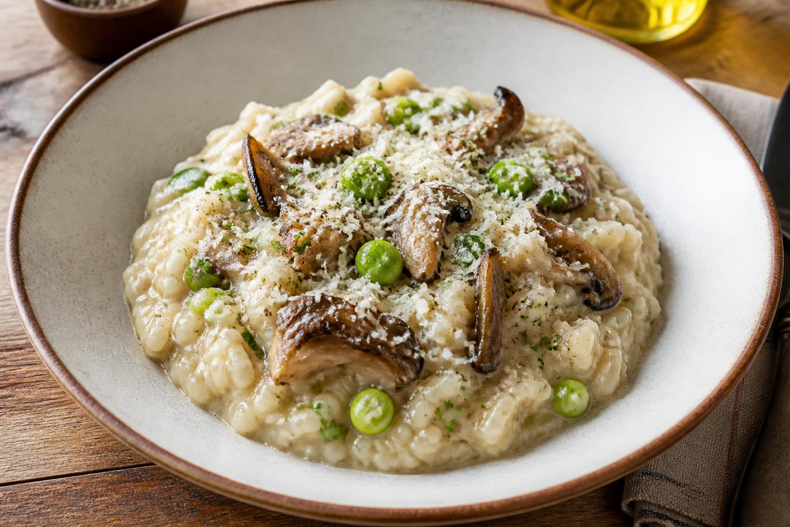 découvrez une recette savoureuse de risotto aux pleurotes et aux fèves, alliant crémeux et saveurs délicates pour un plat réconfortant et gourmand.