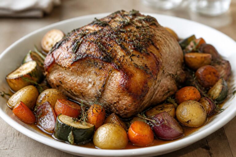découvrez une recette savoureuse de rôti de porc aux herbes, accompagné d'une garniture de légumes frais pour un repas équilibré et gourmand.