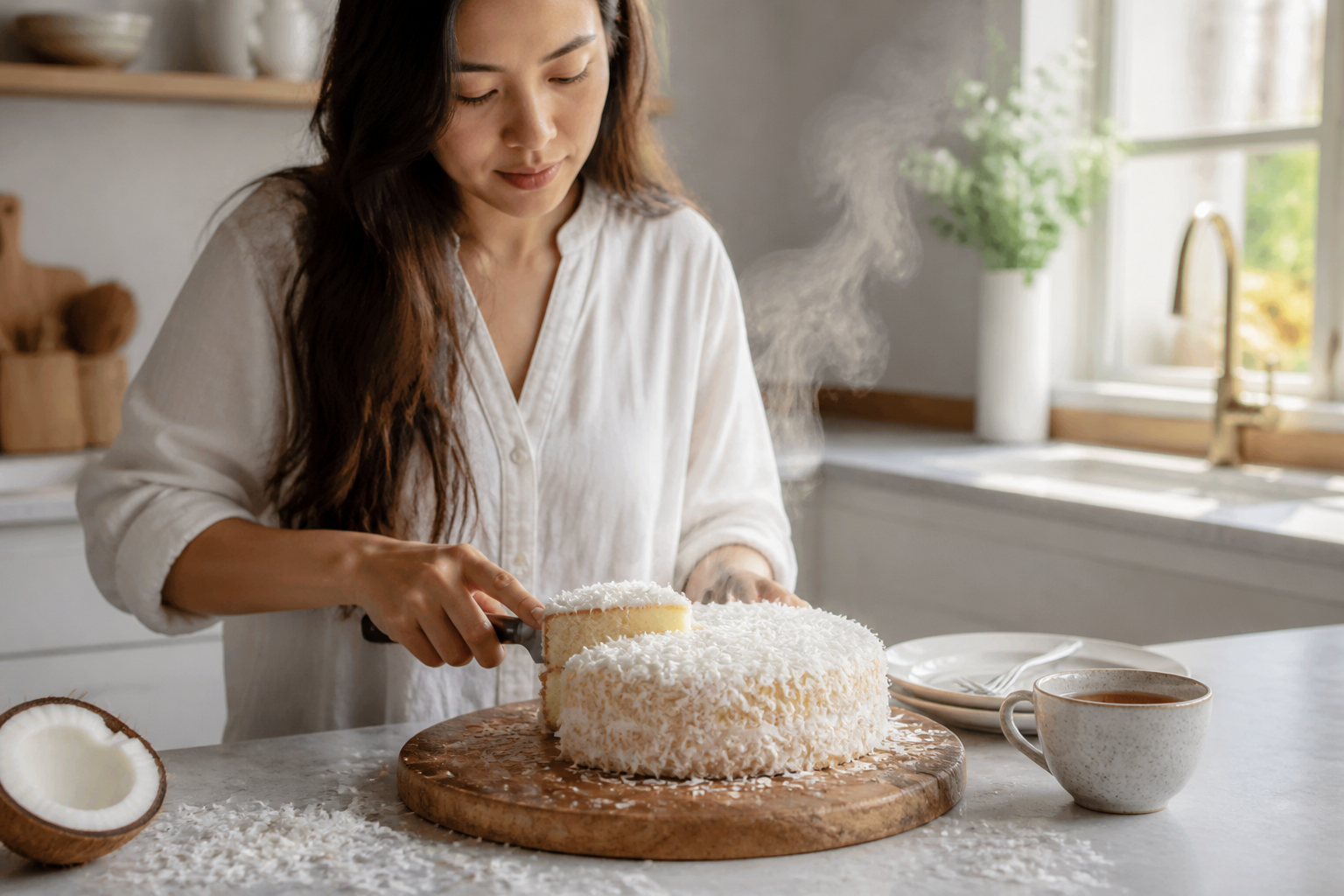 Gâteau au lait de coco : le moelleux qui sent les vacances