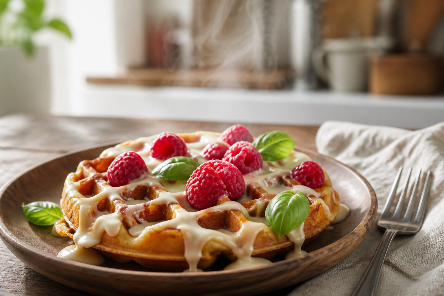 Gaufres au chocolat blanc et framboises : la recette qui change du classique