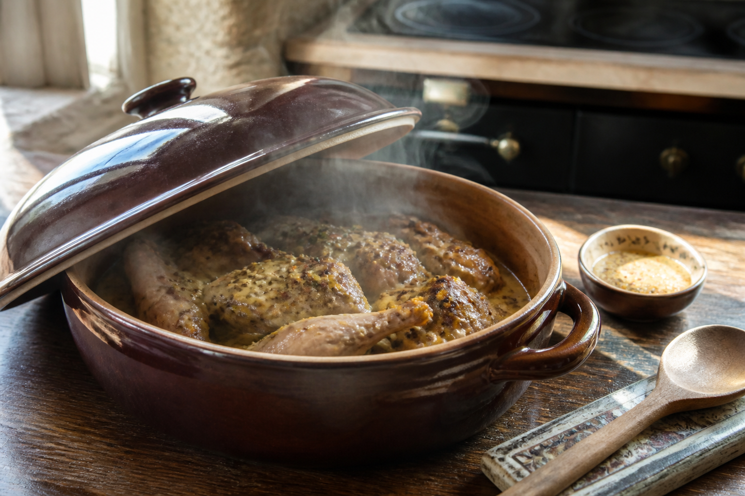 Lapin à la moutarde au four : la cuisson idéale pour une viande tendre