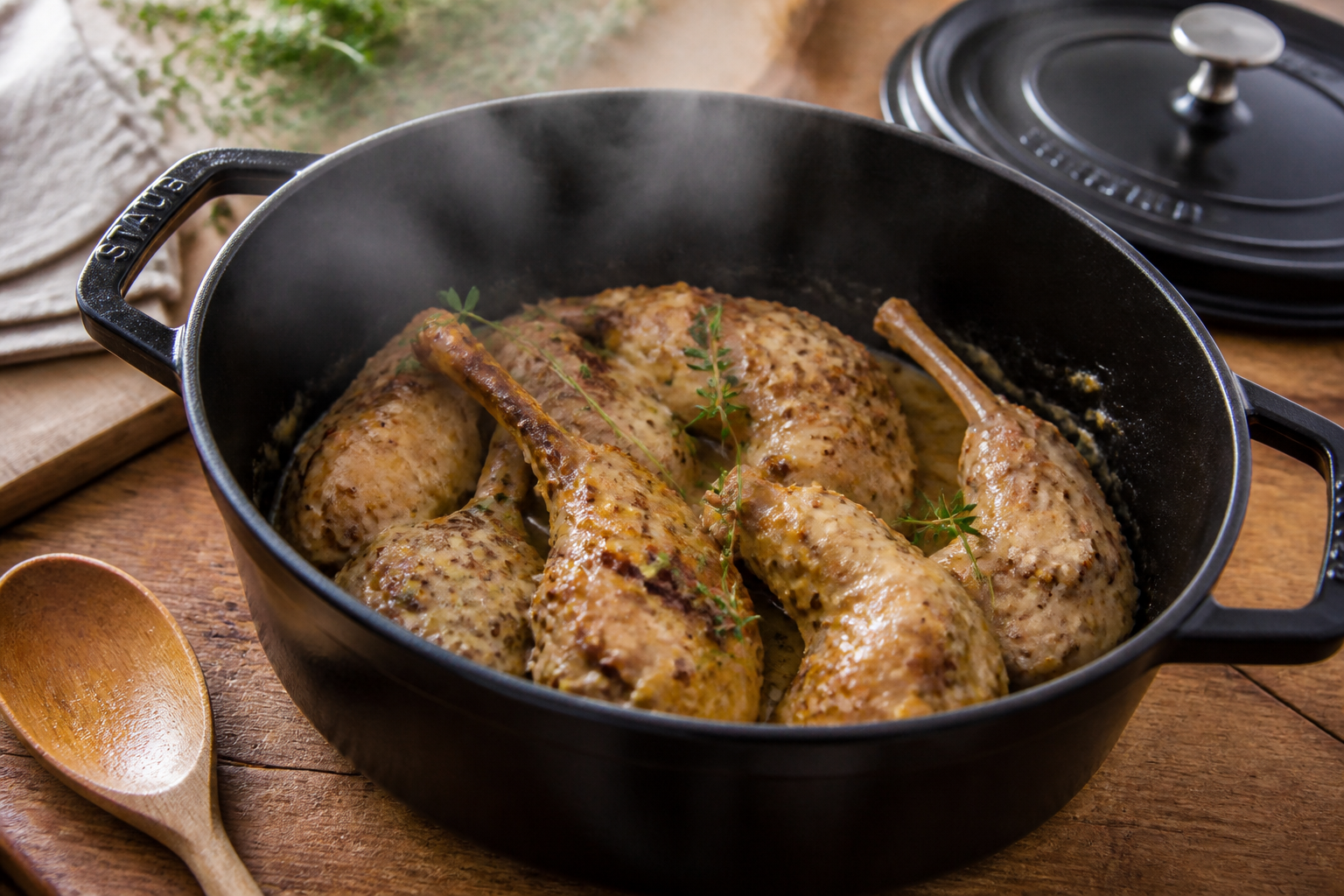 Lapin à la moutarde au four : la cuisson idéale pour une viande tendre