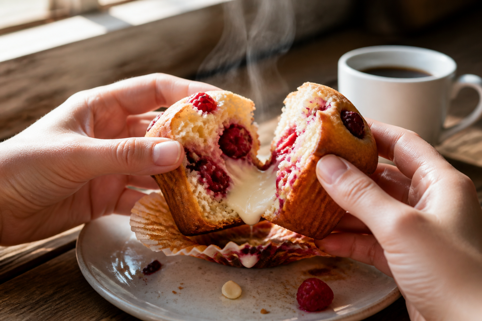 Muffins framboise chocolat blanc : le duo qui fond en bouche