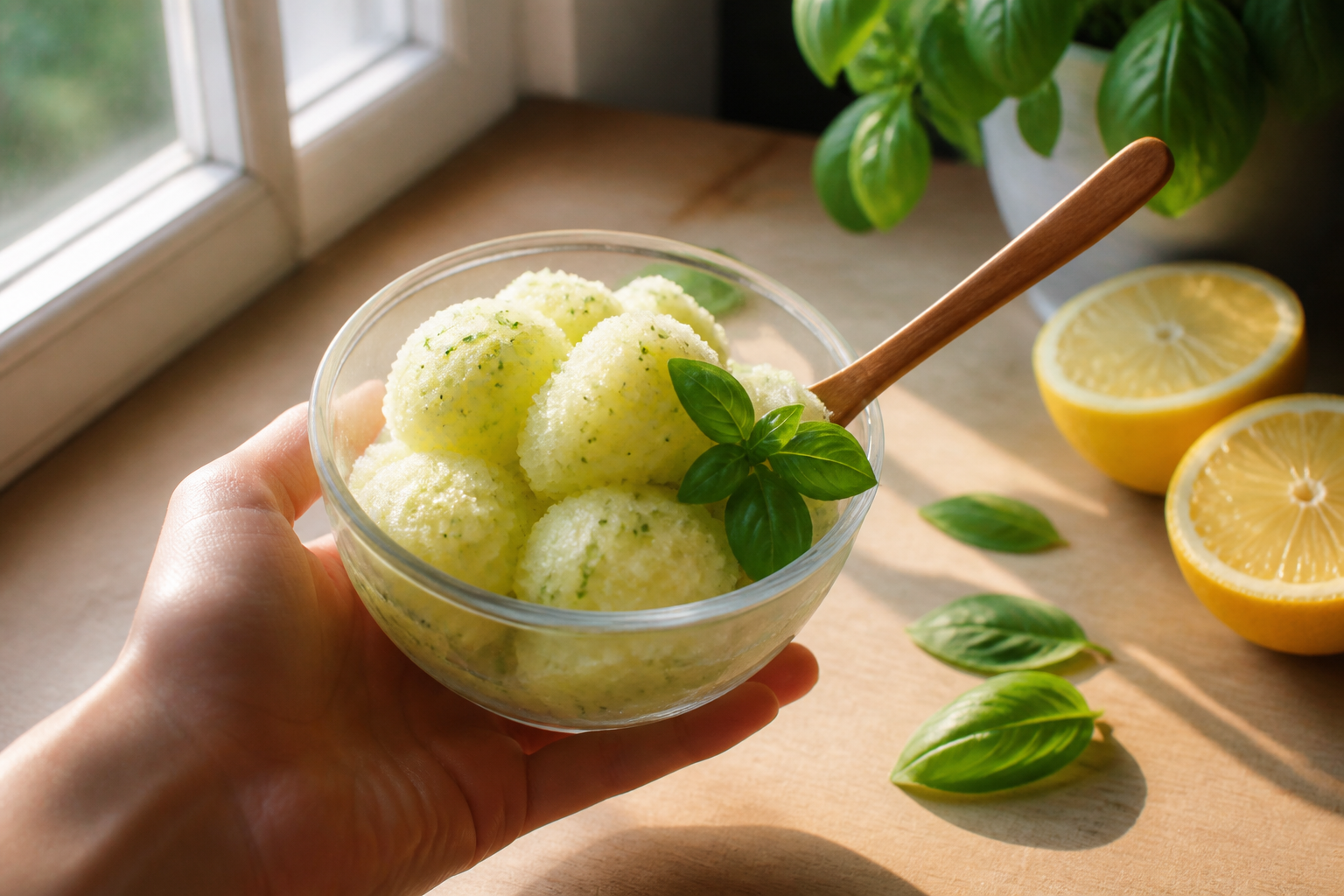 Sorbet citron basilic : la touche fraîcheur de lété