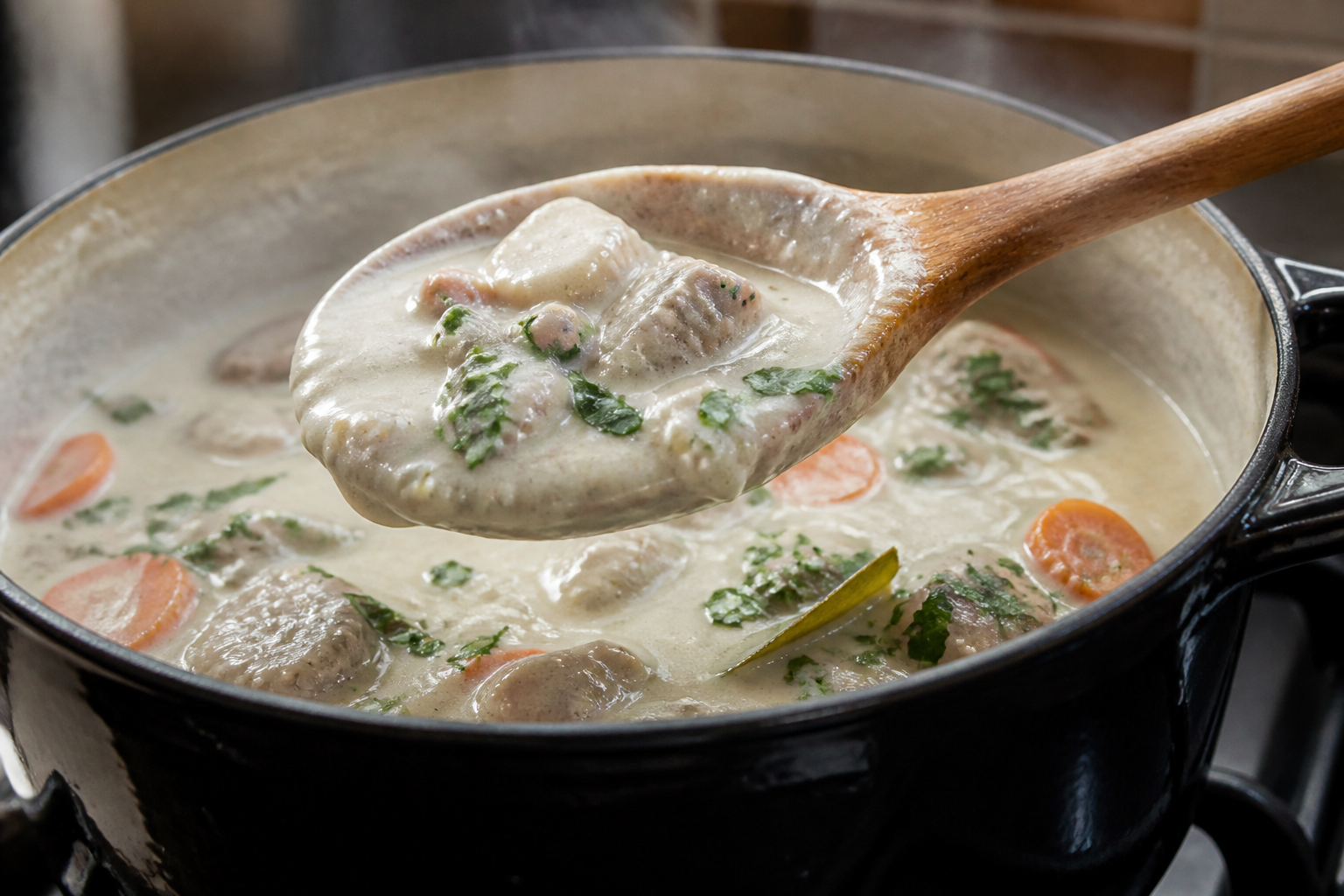 Blanquette de veau crémeuse : réussir la liaison sans faire tourner la sauce