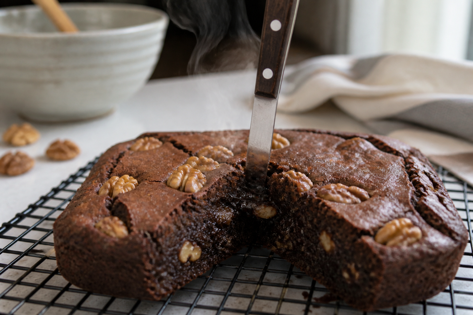 Brownie fondant aux noix : le bon temps de cuisson pour un cœur humide