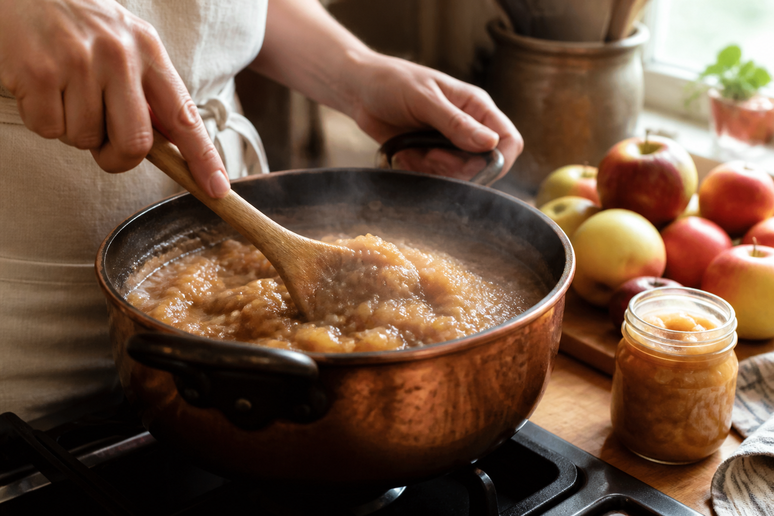 Compote de pommes maison sans sucre : la cuisson qui concentre le goût