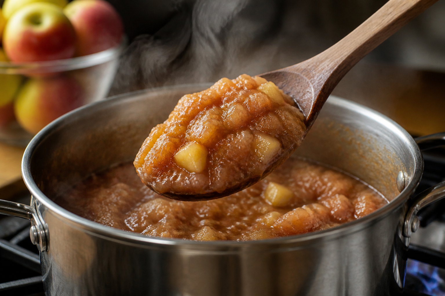 Compote de pommes maison sans sucre : la cuisson qui concentre le goût