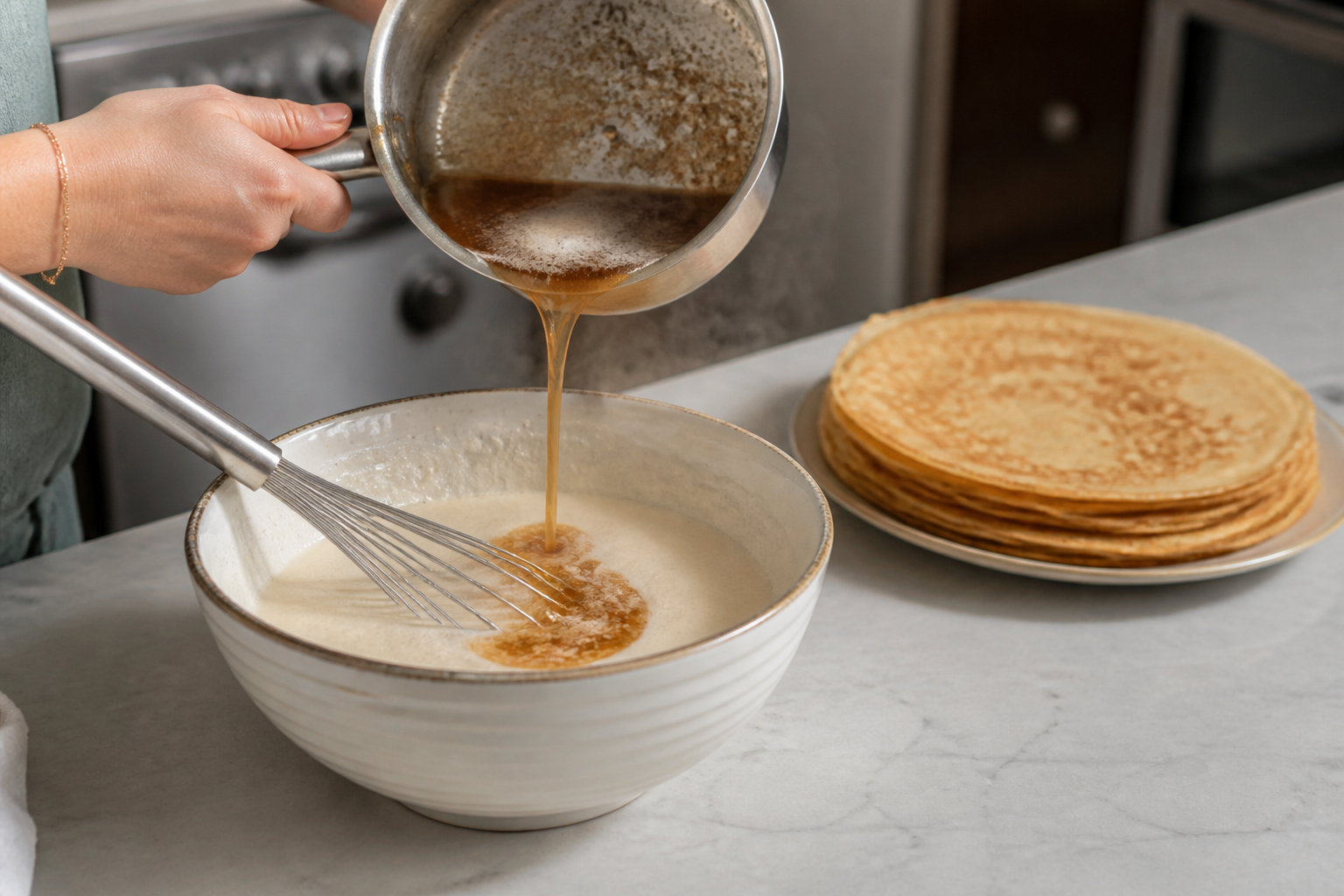 Crêpes moelleuses : l’astuce du beurre noisette dans la pâte