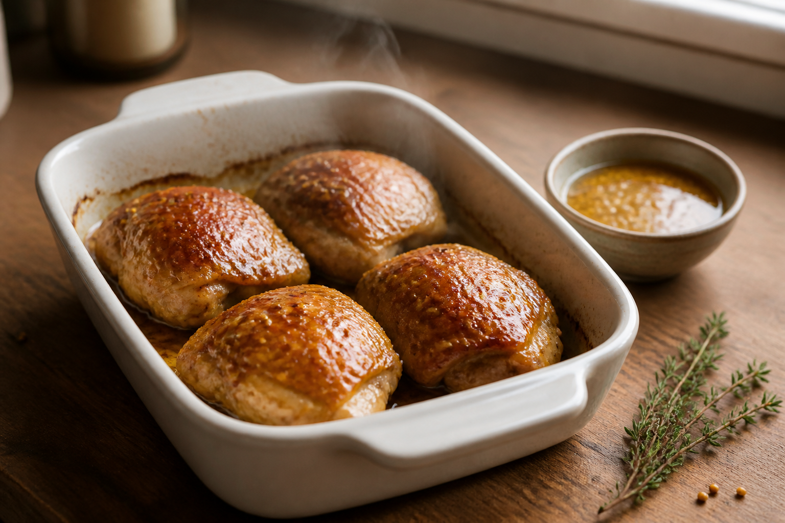 Cuisses de poulet au miel et moutarde : la recette facile au four