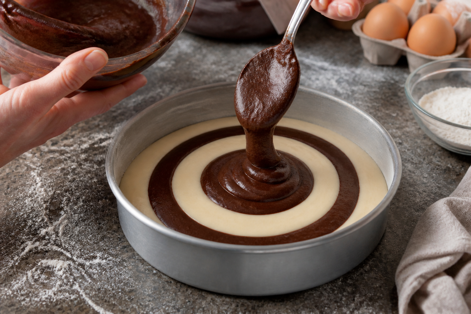 Gâteau marbré moelleux : comment réussir des zébrures nettes