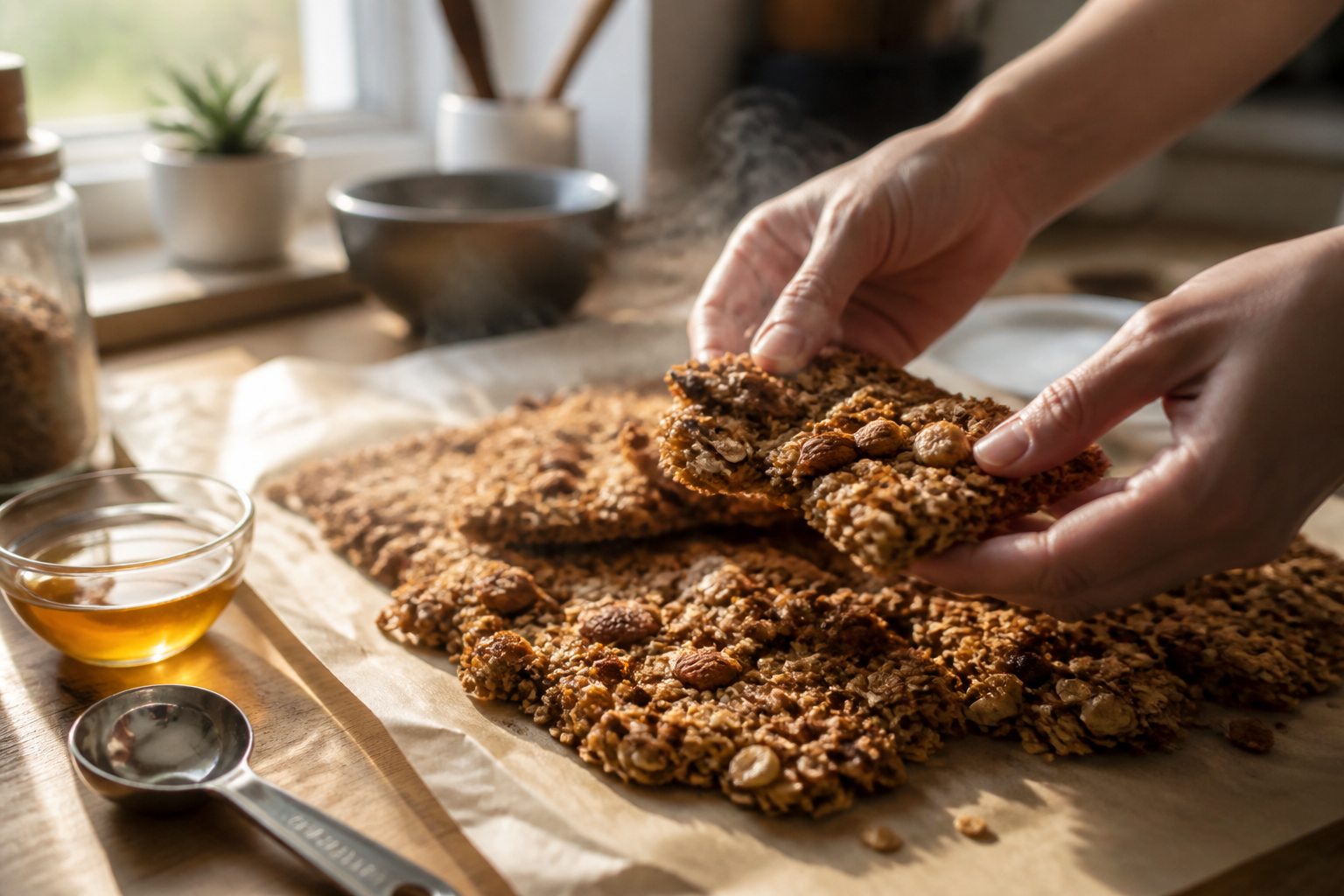 Granola maison croustillant : les bons dosages pour former des pépites