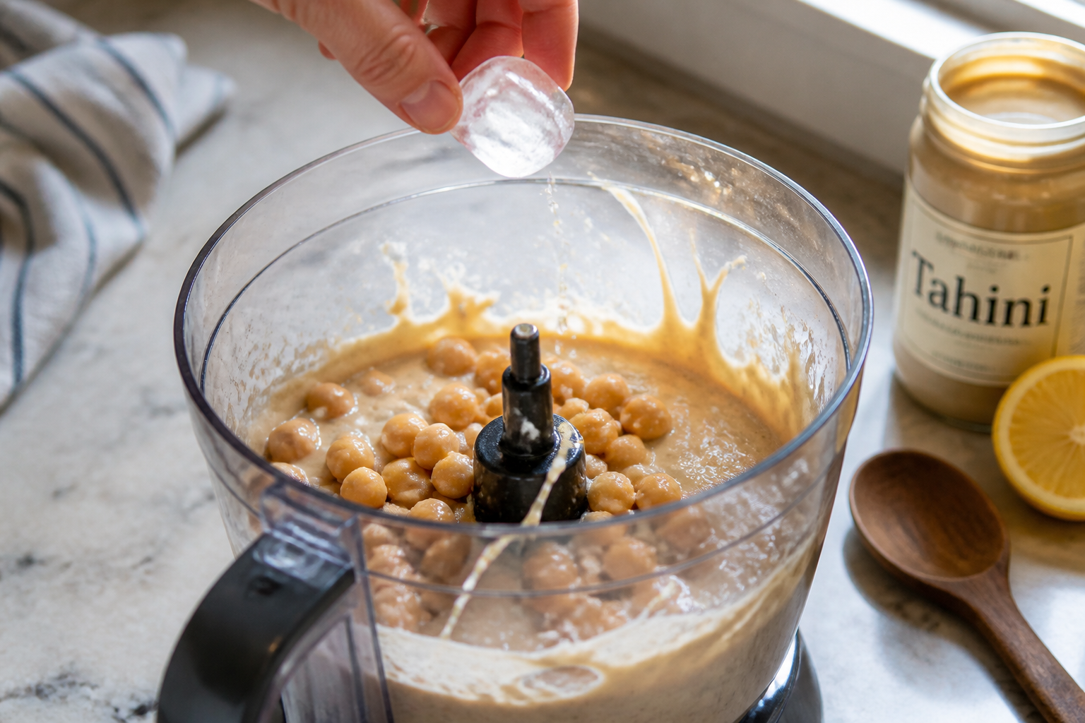 Houmous crémeux : l’astuce du glaçon pour une texture légère