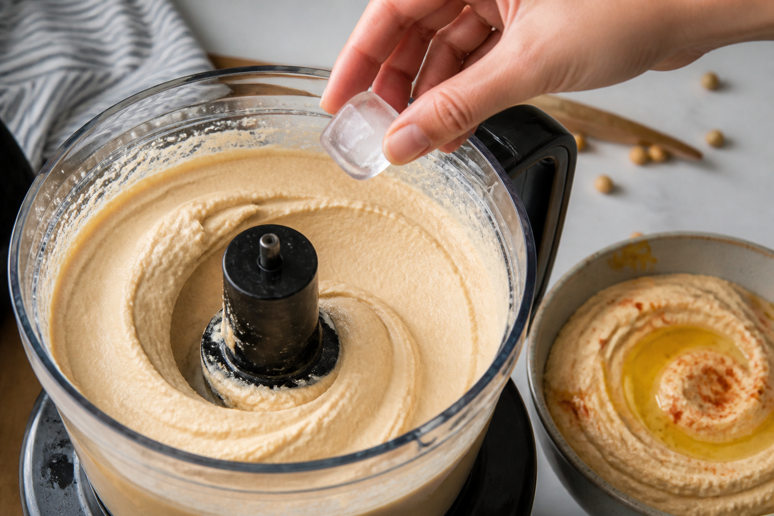 Houmous crémeux : l’astuce du glaçon pour une texture légère