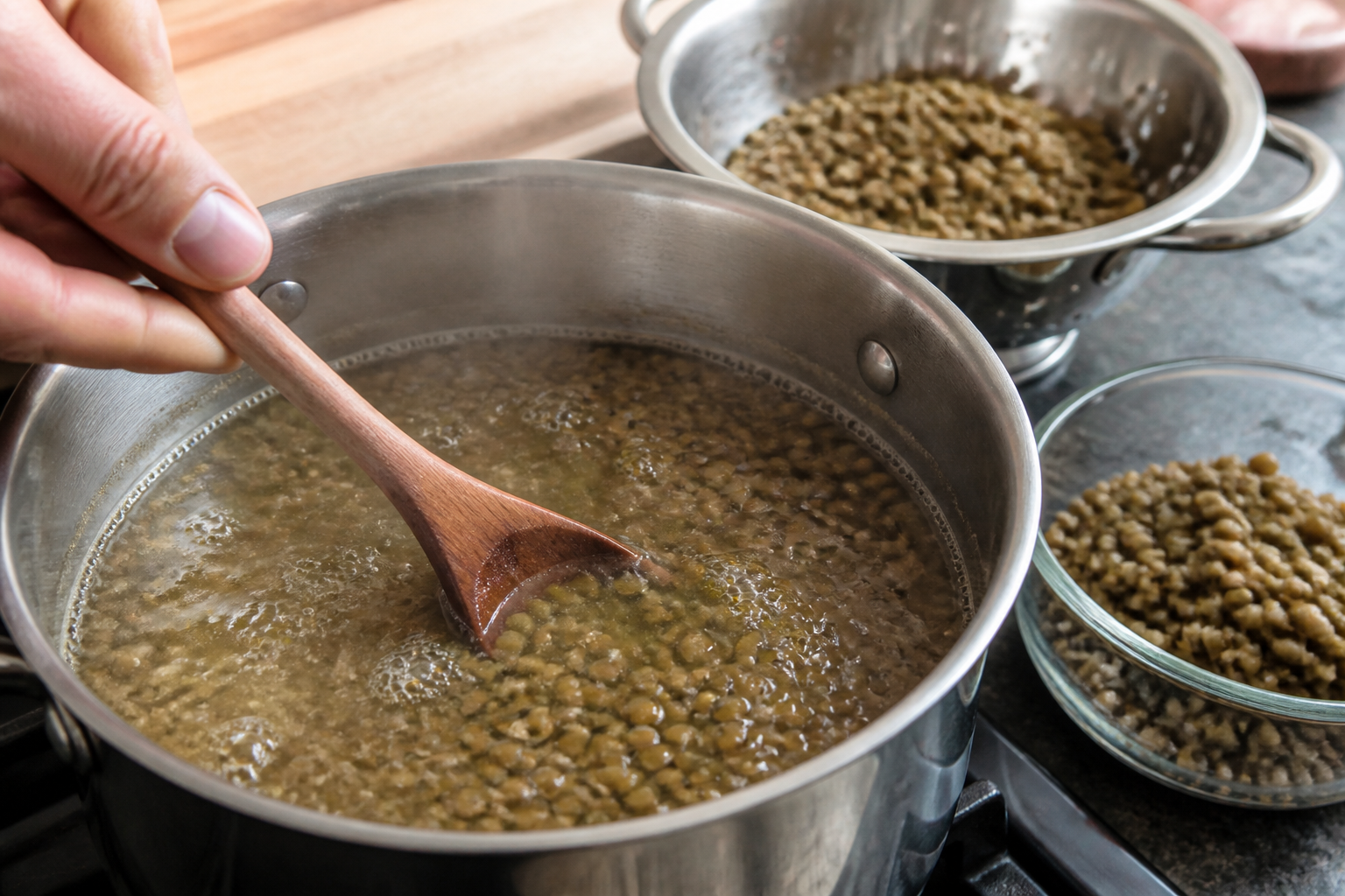 Lentilles vertes : le bon temps de cuisson sans les éclater