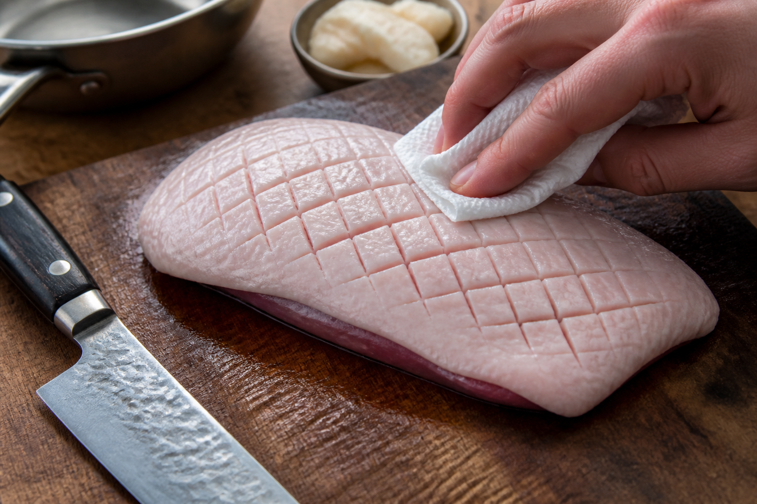 Magret de canard à la poêle : quadrillage et cuisson rosée