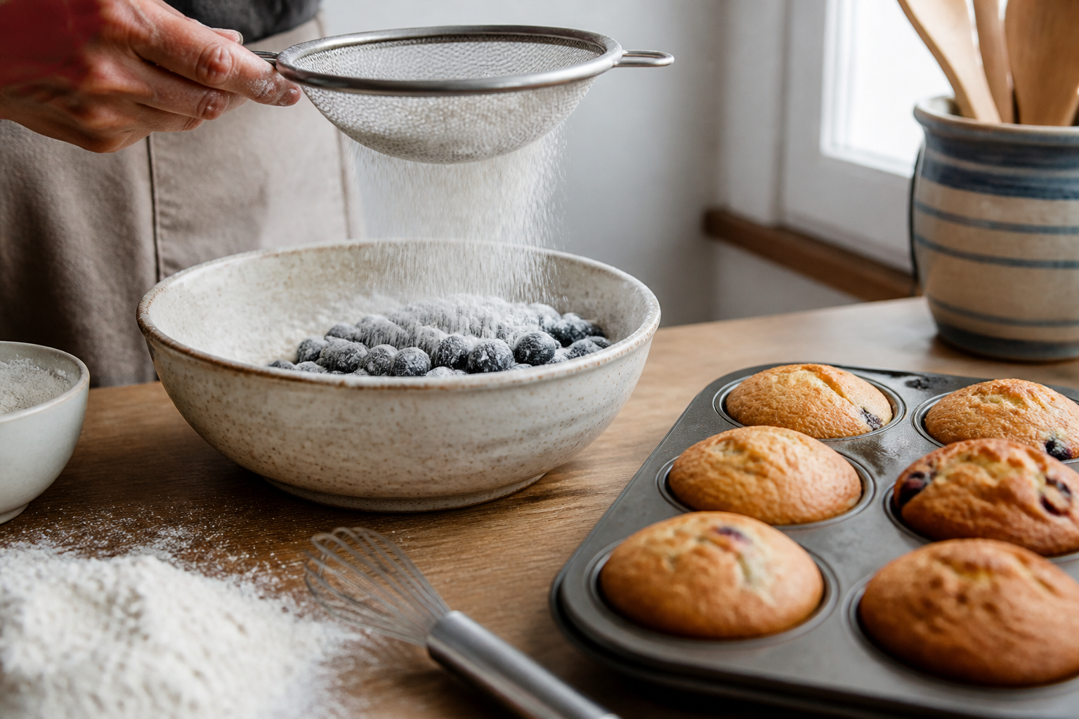 Muffins aux myrtilles : l’astuce pour éviter que les fruits tombent au fond