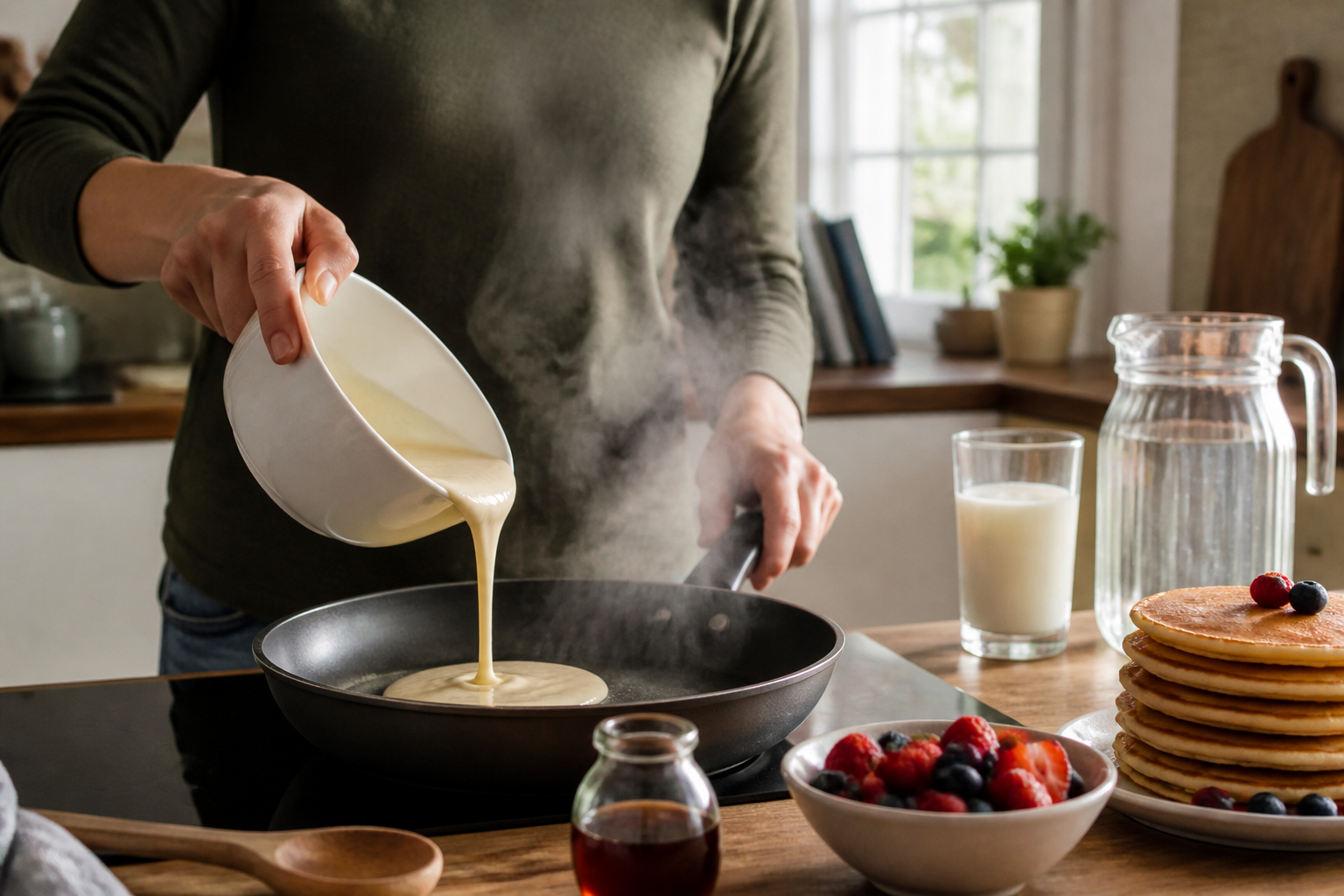 Pancakes sans lait : la recette facile avec de l’eau ou une boisson végétale