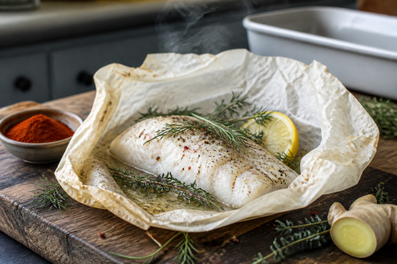 Papillote de poisson blanc : les aromates qui donnent du goût