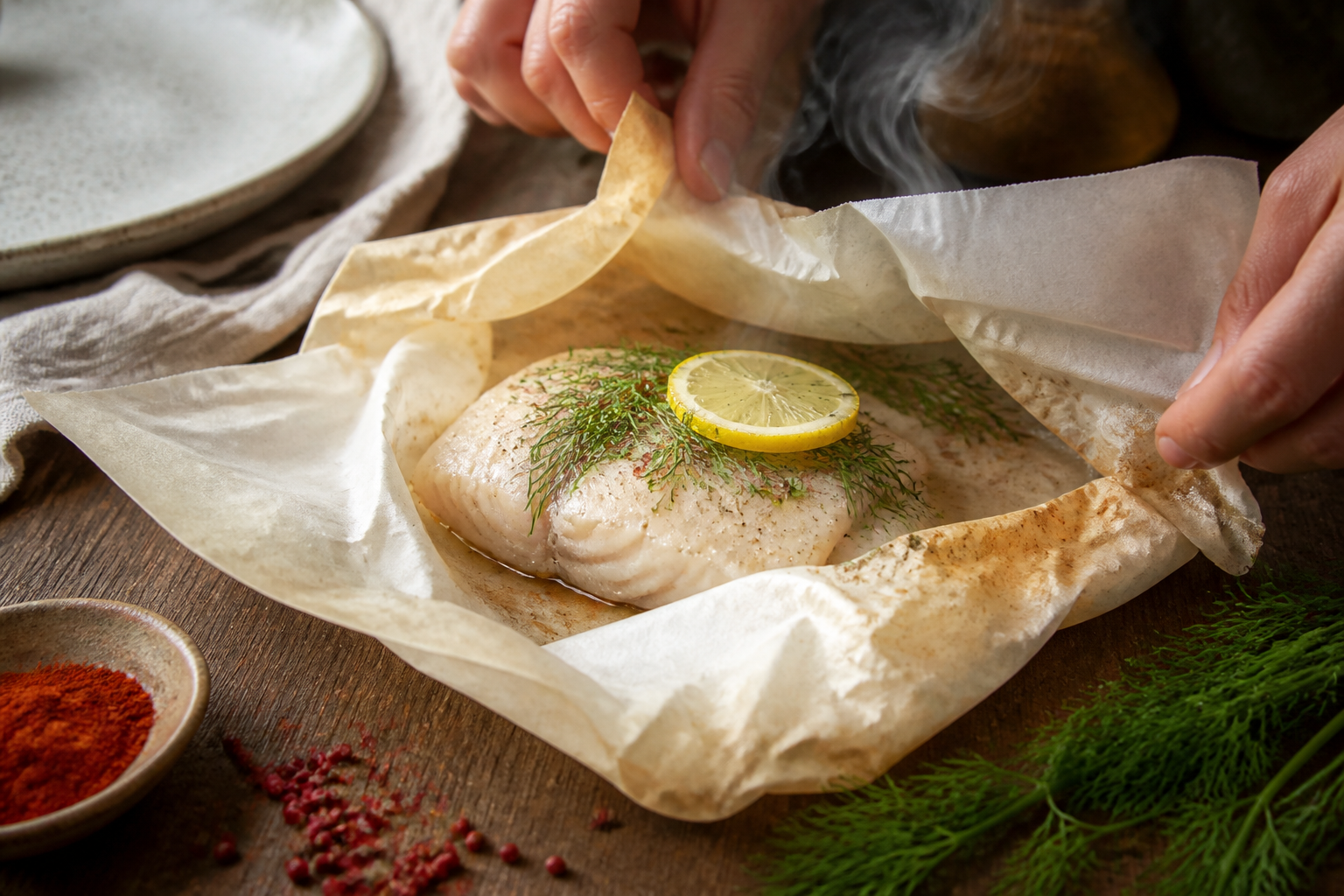 Papillote de poisson blanc : les aromates qui donnent du goût