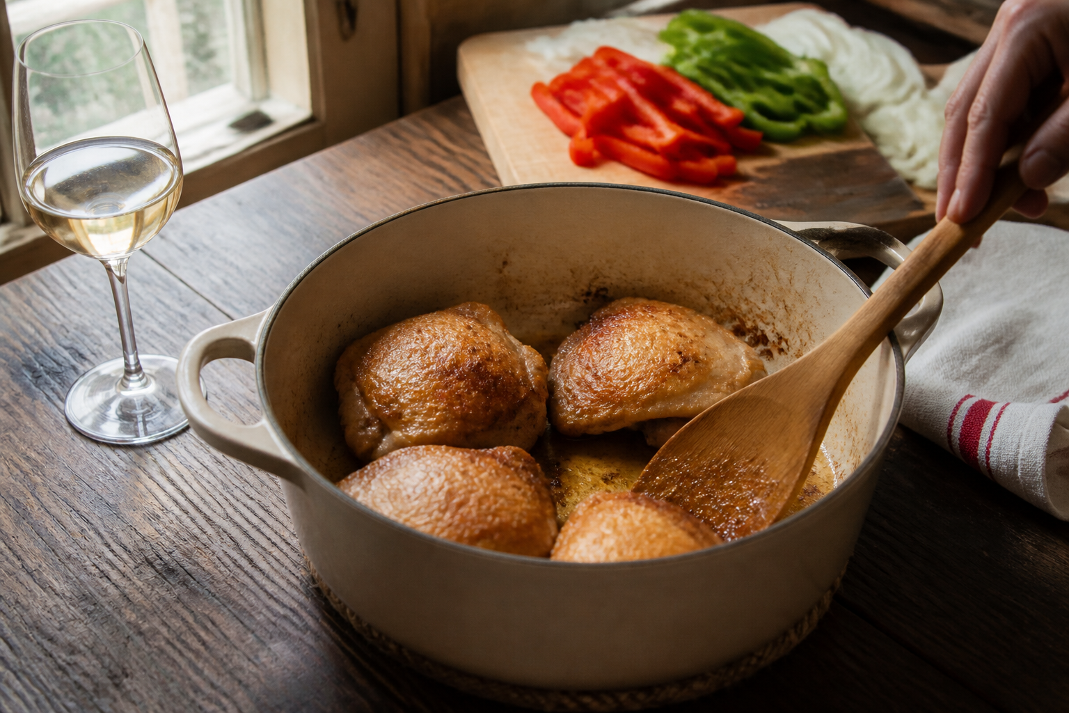 Poulet basquaise : réussir une sauce parfumée sans détremper la viande
