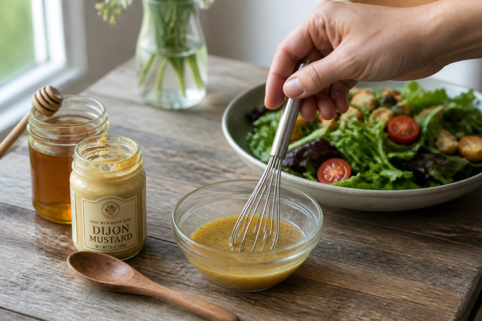 Vinaigrette moutarde miel : la sauce rapide pour salades composées