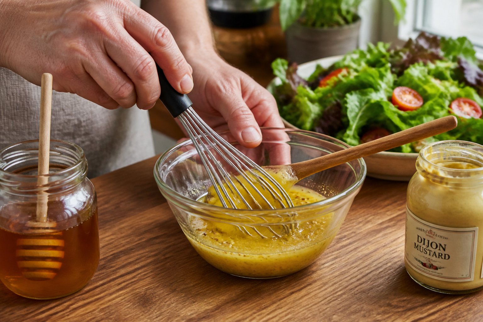 Vinaigrette moutarde miel : la sauce rapide pour salades composées